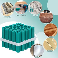 100 Pcs 1/4″ X 1-1/4″ Green Expanding Plastic Concrete Anchors for Secure Fixing