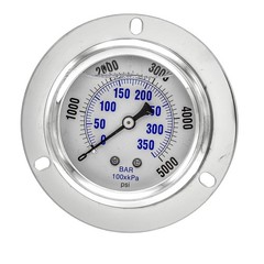 204L-404R Front Flanged Panel Mount Glycerine Filled Pressure Gauge w/ SS Cas…