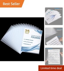 25 Pack Clear Plastic Document Folders for Reports and Projects