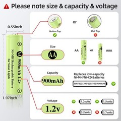 AA 1.2V 900mAh Ni-MH Rechargeable Battery, Double A green