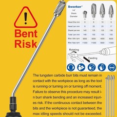 Sworker 4Pcs Long Carbide Burr Set 1/4″ Shank Total L 6.1″ Die Grinder Bits R…