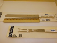 USA Carving Fork & 12-inch Scalloped Roast Slicer Sem-flex Blade Knife Stainless