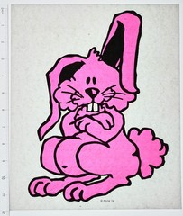 VINTAGE 1974 Heat Transfer | Pink Bunny Cartoon