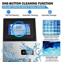 132Lbs Commercial Ice Maker Built-in Ice Cube Machine 33Lbs Storage Undercounter