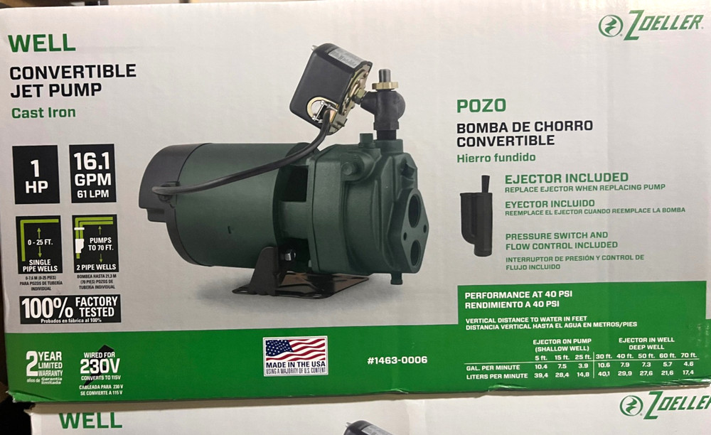 Zoeller 1-HP 115 and 230 -Volt 16-Gallon Cast iron Deep well jet pump 1463-0006