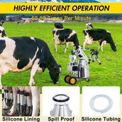 Portable Electric Machine, 6.6 Gallon/25L Stainless Steel Milk Bucket Milking