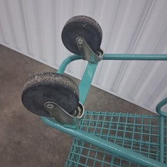Vintage 70’s Winn-Dixie Teal Child’s Small Shopping Cart 25″ Metal Grocery Buggy