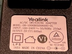 Yealink OH-1006B0500600U-UL AC Adapter ( 5V 600mA) for SIP-T21P, T23P IP Phones