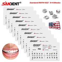 10 Packs Dental Orthodontic Brackets Metal Braces Standard Roth 022 Hooks 3-4-5
