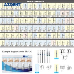 100 Types Dental FG Diamond Burs For High Speed Handpiece Friction Grip 50pcs