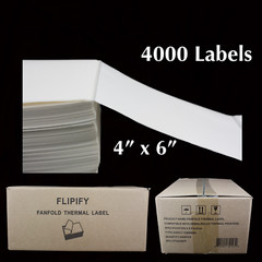 4000 4×6 Fanfold Direct Thermal Shipping Labels for Zebra & Rollo Printers