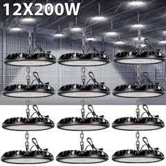 12 Pack 200W UFO LED High Bay Light Shop Warehouse Industrial Factory Commercial