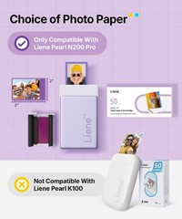 Liene Pearl N200 Pro Portable Photo Printer Paper 50 2×3 inches, white