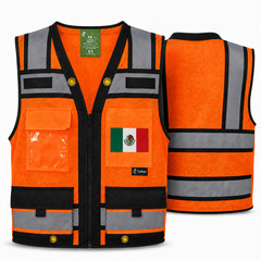 USA FLAG HIGH VISIBILITY Surveyor Two Tones Safety Vest Mesh front & back