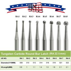 Dental Tungsten Steel Carbide Round Burs RA for Slow Low Speed Handpiece