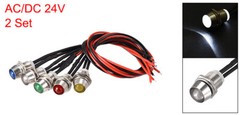 10pcs LED Indicator Light AC/DC 24V 8mm Panel Mount Red Yellow Blue Green White