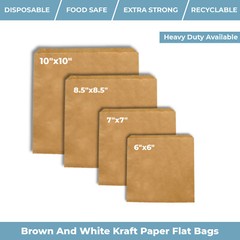 Paper Bags Brown Kraft White Greaseproof For Sweets Food Sandwich Grocery Gift
