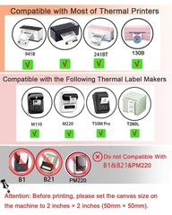 1.57×1.18 (40x30mm) Rectangular Thermal Labels for 40x30mm(1Roll), White