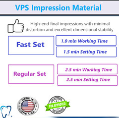 Dental MEDIUM BODY FAST SET VPS Impression Material PVS 50ML Cartridge, Ex 04/24