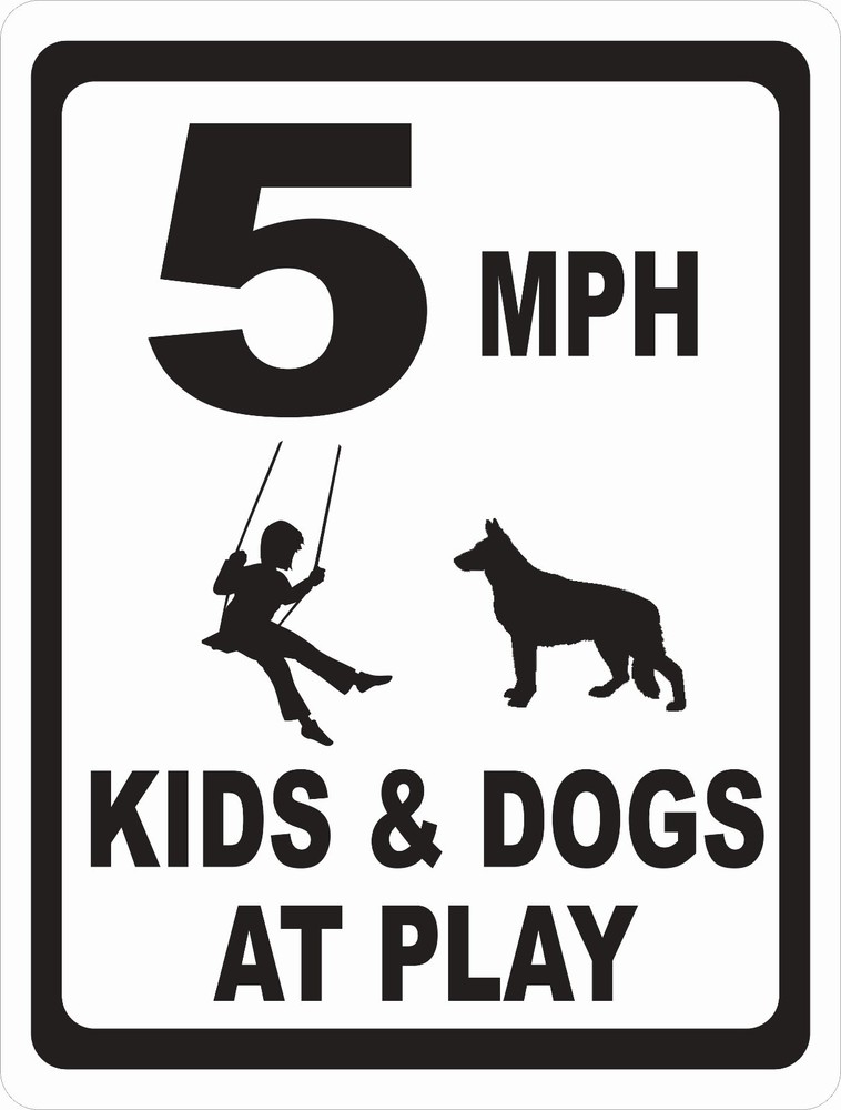 Speed Limit Kids & Dogs At Play Sign. Size Options. Size/ MPH Choice Slow Down