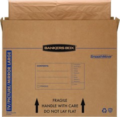 Bankers Box Large, Up to 55″ TV/Picture/Mirror, Moving Box 4 Pack, 48″ x 4″ x 33