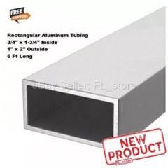 6 Feet Rectangular Aluminum Hollow Tubing 3/4″ x 1-3/4″ Inside 1″ x 2″ Outside