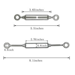 HEVERP 6Pcs M6 304 Stainless Steel Eye and Turnbuckles, Shade M6, sliver