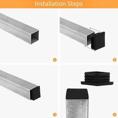 Wzb 2×2 Square Tube End Cap – 12 Pack Plastic Plugs for 2 Inch Square Tubing