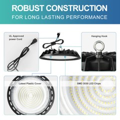 2 Pack 300W UFO Led High Bay Light Commercial Industrial Warehouse Light 90-277V