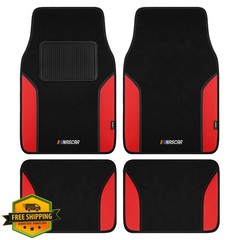 NASCAR Car Floor Mats Red Leather Design Universal Fit All-Weather