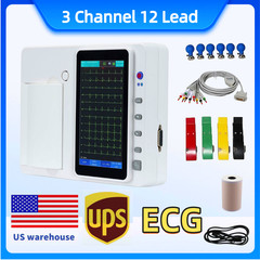 US Warehouse 12-Lead ECG 7″ Color Touch Screen 3-Channel Electrocardiograph