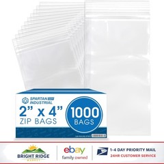 Clear Reclosable Zip Plastic Bags 2″ x 4″ 1000 Count for Packing and Storage