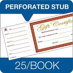 Adams Gift Certificate Book, Single Paper, 3.25 x 11 Inches, Cream, 2 Pack