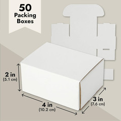 Stockroom plus Mailing Box – 50 Pack, White, 4 X 3 X 2 Inch Corrugated Cardboard