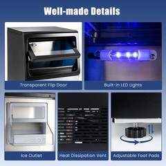 Commercial Nugget Ice Maker, 90 LBS/24H Freestanding Undercounter Ice Machine