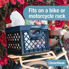 CleverMade Collapsible Milk Crate 25L (6.6 Gal), 50 lb Capacity Heavy Duty Fo…