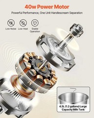 Electric Milk Cream Separator, 60L/H Output 10500RPM Milk Cream Centrifugal