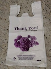 Heavy Duty T-Shirt Bag Flower Thank You Plastic Carry Out Bags 11.5″x 6″x 21″
