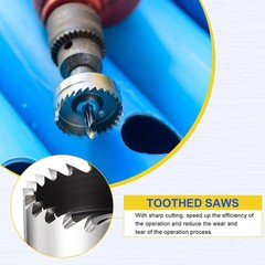 1-47/64″(44mm) Hole Saw Kit – Good for Medium-Hard Metal PVC Boards – Silver