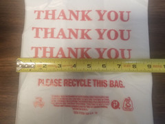 (1000 BAGS) T-SHIRT THANK YOU PLASTIC 1/8 BAGS 10″ x 5 x 18″ RECYLCED MATERIAL