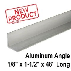 Aluminum Angle 1/8″ x 1-1/2″ x 4 Feet Long Unpolished Alloy 6061 90° Stock 48″