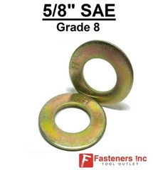 5/8″ SAE Flat Washers Thru-Hardened Grade 8 Yellow Zinc (Choose Qty) 1-5/16″OD