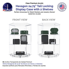 Spinning Acrylic Display Cabinet Clear Retail Locking Showcase with 2 Shelves