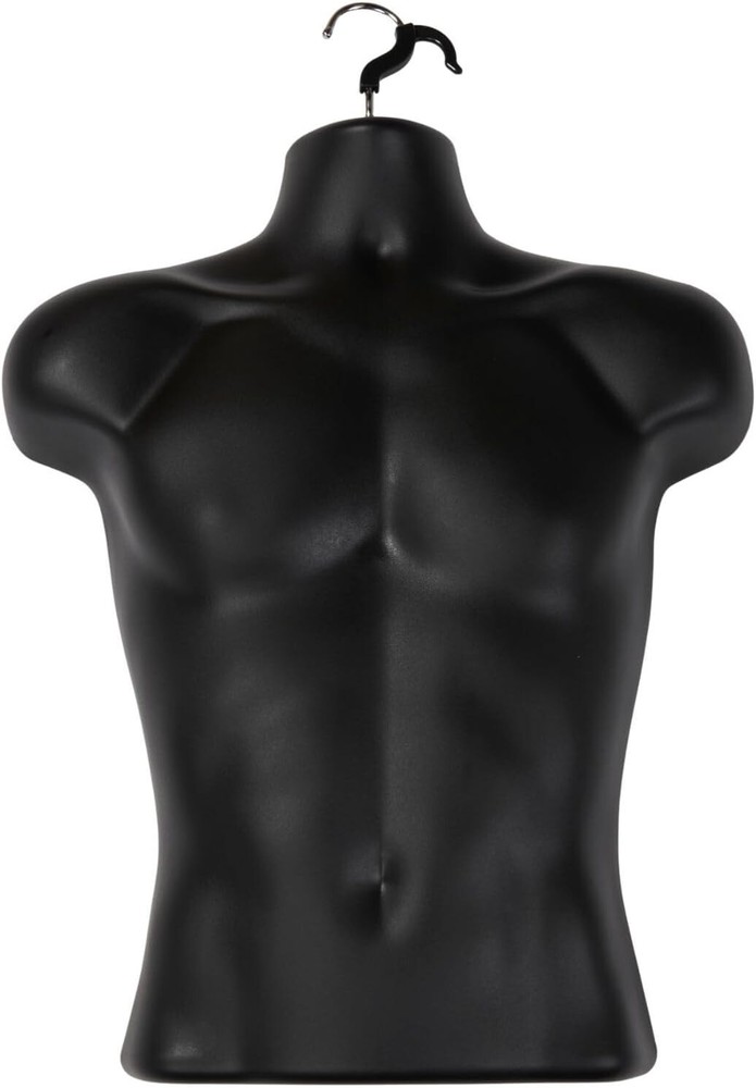 3 Forms Molded Man’s Shirt Torso Frosted Fits S-L Hanging Male Mannequin Black