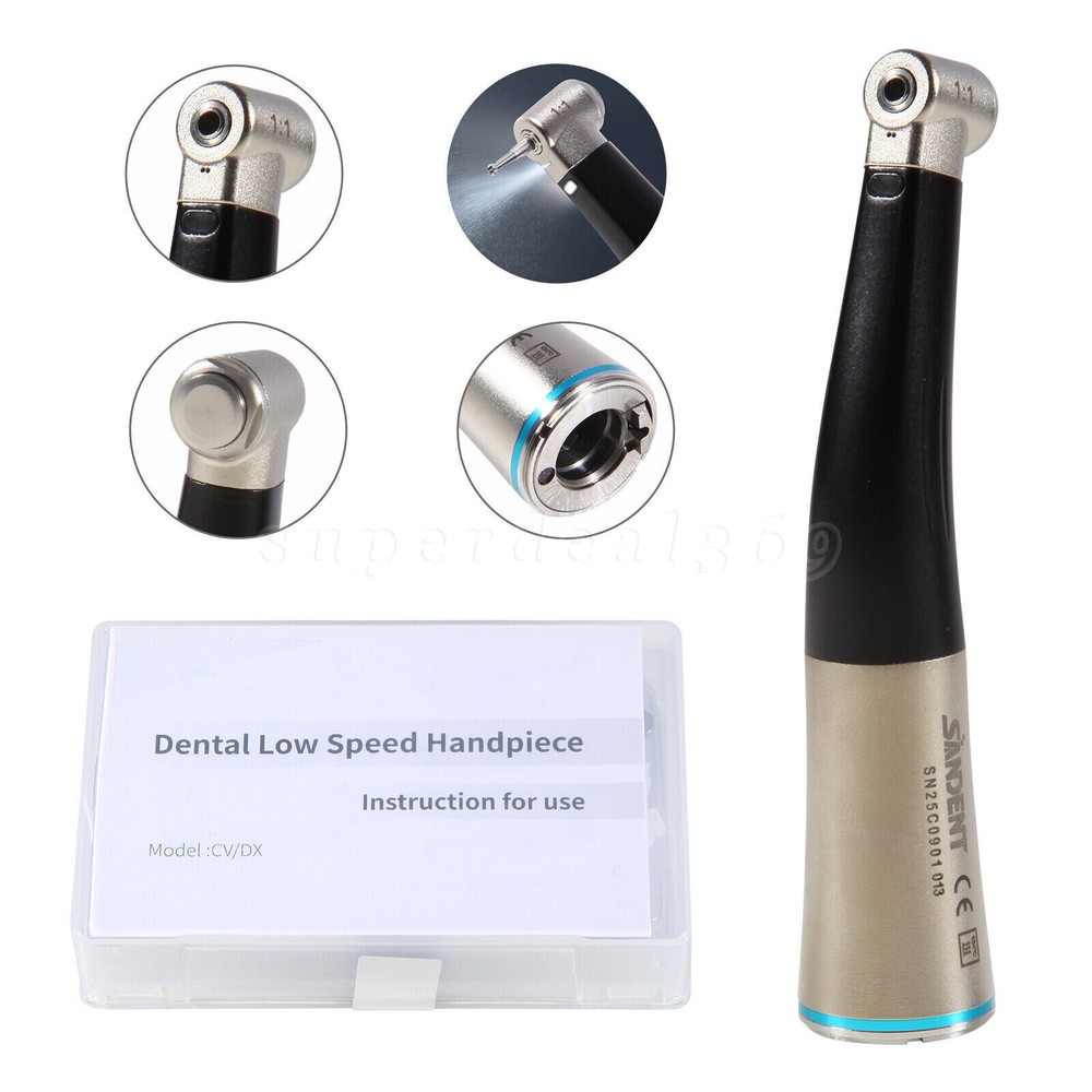 Dental 1:1 Fiber Optic Contra Angle Handpiece Internal Spray Push Button E-Type