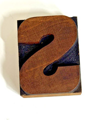 Vintage Letterpress WOOD LETTER S “S” PRINT TYPE Printing 2″