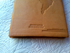 HANDMADE ITALY GENUINE LEATHER LINED PAGE JOURNAL EMBOSSED MAP SADDLE COLOR