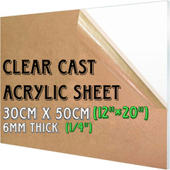 0.25″ Transparent Clear CAST Acrylic Sheet 1/4 x 12″ x 20” Laser Engraving 6mm