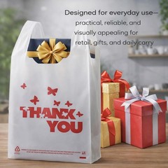 1000PACK Thank you bags, T shirt bags, White Plastic Bags with Handles, Grocery