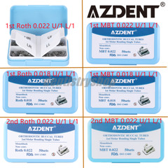 200Pcs Dental Orthodontic Buccal Tubes 1st/2nd Molar MBT/Roth 0.022/0.018 AZDENT